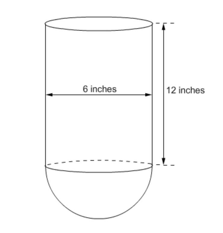 A machine part consists of a half-sphere and a cylinder, as shown in the figure. The-example-1