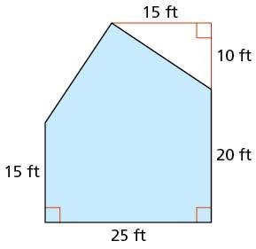 The figure shows the dimensions of the side of a house. Find the area of the side-example-1