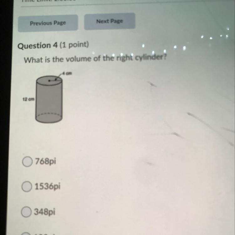 What is the volume of the cylinder height 12cm length 4cm-example-1