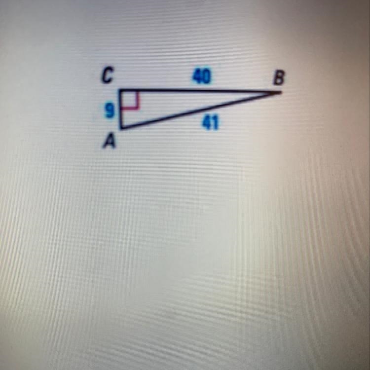 What is the value of cos(A) in the diagram? Select one 40/9 9/40 9/41 40/41-example-1