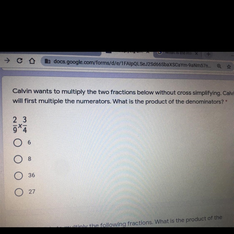 Calvin wants to multiply the two fractions below without cross simplifying. Calvin-example-1