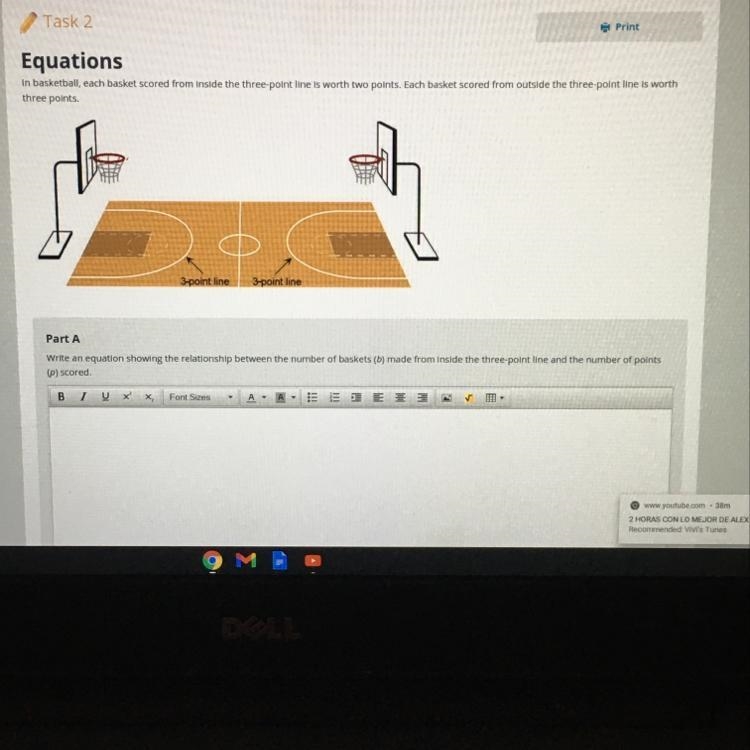 Task 2 Print Equations In basketball, each basket scored from inside the three-point-example-1