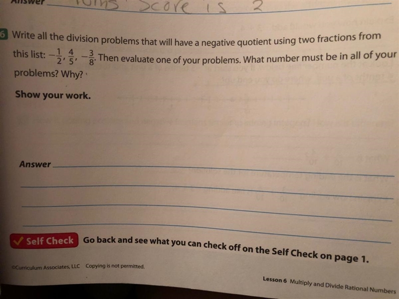 Write all the division problems that will have a negative quotient using two fractions-example-1