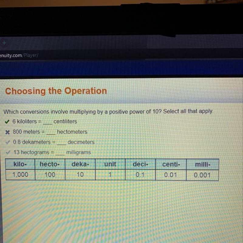 Which conversion involves multiplying by a positive power of 10 select all that apply-example-1