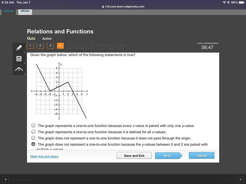 Given the graph below, which of the following statements is true? On a coordinate-example-1