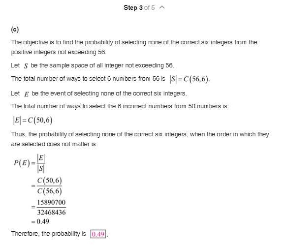 Find the probability of selecting none of the correct six integers in a lottery, where-example-2