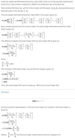 Based only on the knowledge that the premerger market share of two firms proposing-example-1