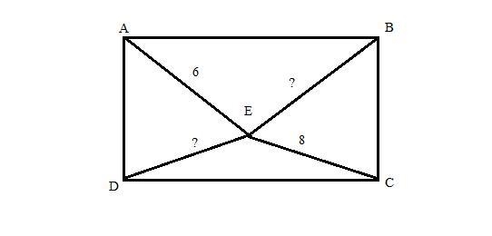 Point E lies within rectangle ABCD. If AE = 6, BE = 7, and CE = 8, what is the length-example-1