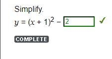 Simplify. y = (x + 1)^2 - ____-example-1