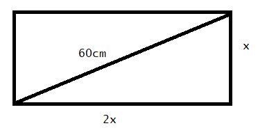 The length of a rectangle is twice as long as the width. If the diagonal length of-example-1