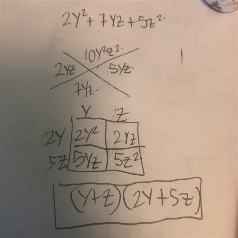 Factor by Grouping 2y2 + 7yz + 5z2-example-1