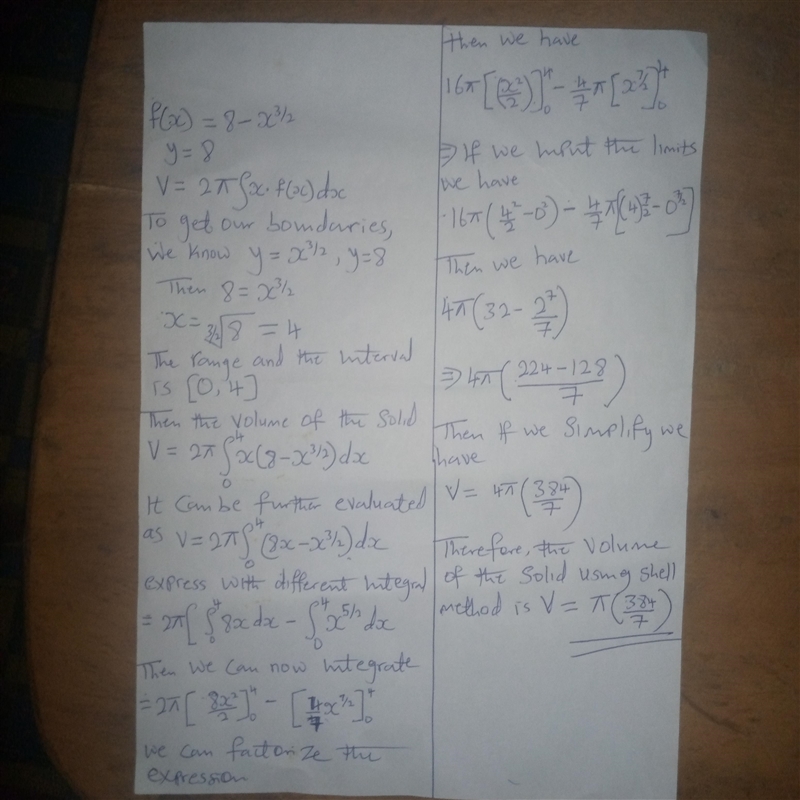 Use the shell method to write and evaluate the definite integral that represents the-example-1