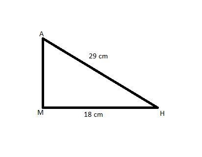 If MH = 18cm and HA = 29cm, what is MA?-example-1