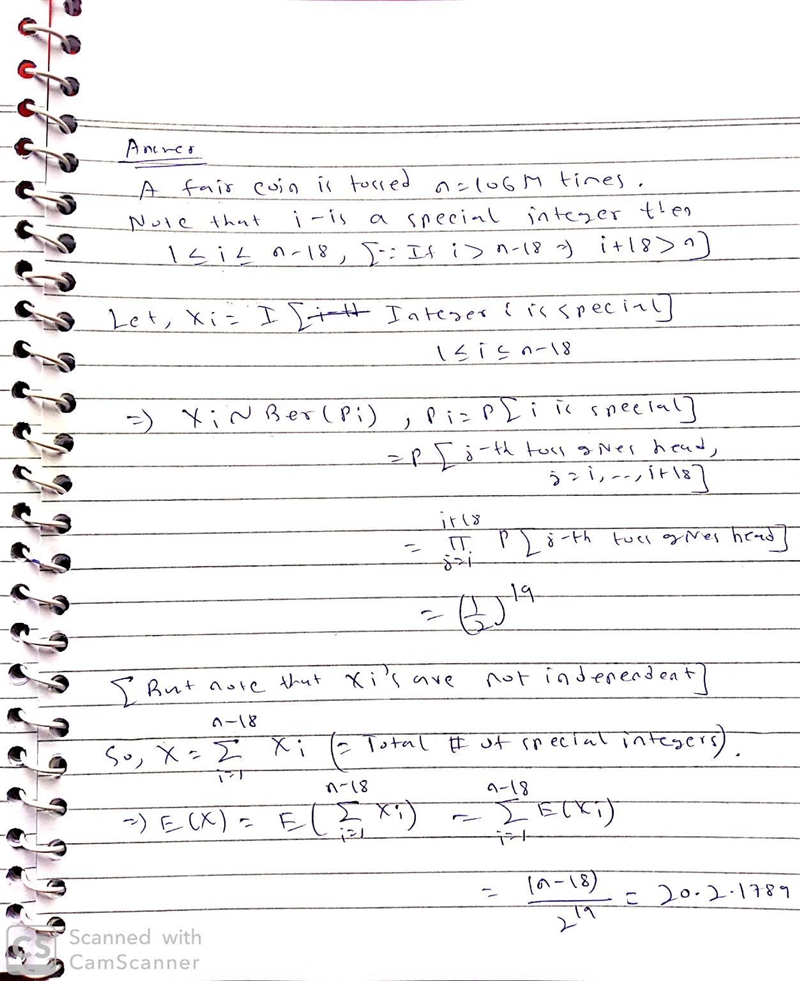 "We keep tossing a fair coin n = 10^6 million times, write down the outcomes-example-1