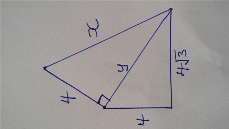 Halla x si: a) 4√5 b) √5 c) 4√3 d) 4 e) 4√2-example-1