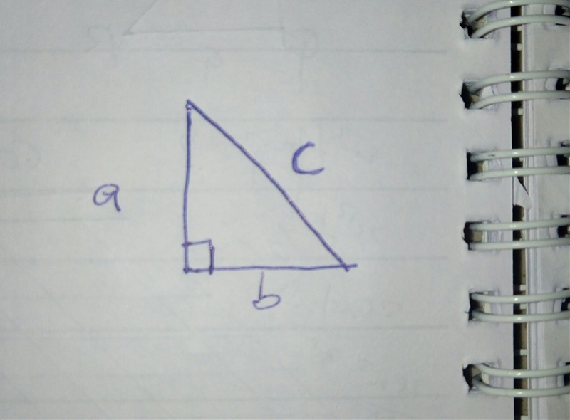 Which expression represents the length of the hypotenuse, c, of the triangle below-example-1