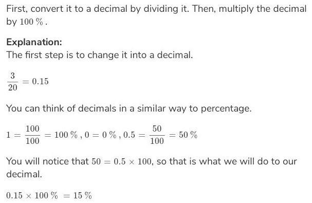 Convert 3 by 20 into percentage​-example-1