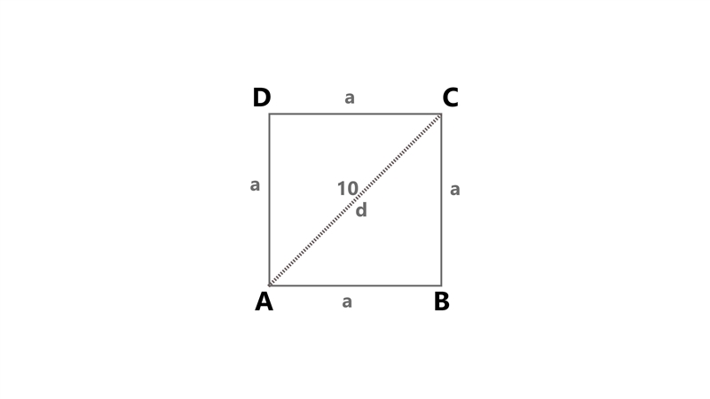 If the length of a diagonal square is 10 feet, the length of the side of the square-example-1