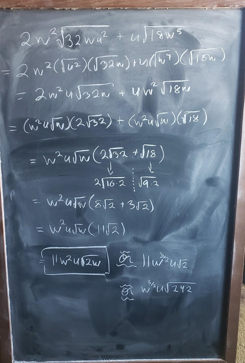 Simplify as much as possible. 2w?V32wu? + u V 18w5 ?-example-1