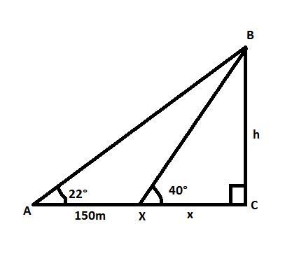 A surveyor is trying to find the height of a hill. He/she takes a ‘sight’ on the top-example-1