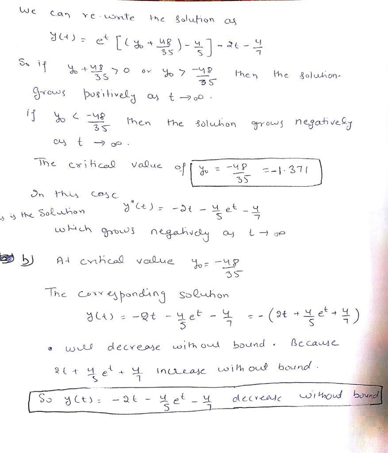 Consider the initial value problem: y' - (7/2)y = 7t + 2e^t Initial condition: y(0) = y-example-2