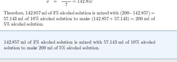 Delbert wants to make 200 ml of a 5% alcohol solution by mixing a 3% alcohol solution-example-1