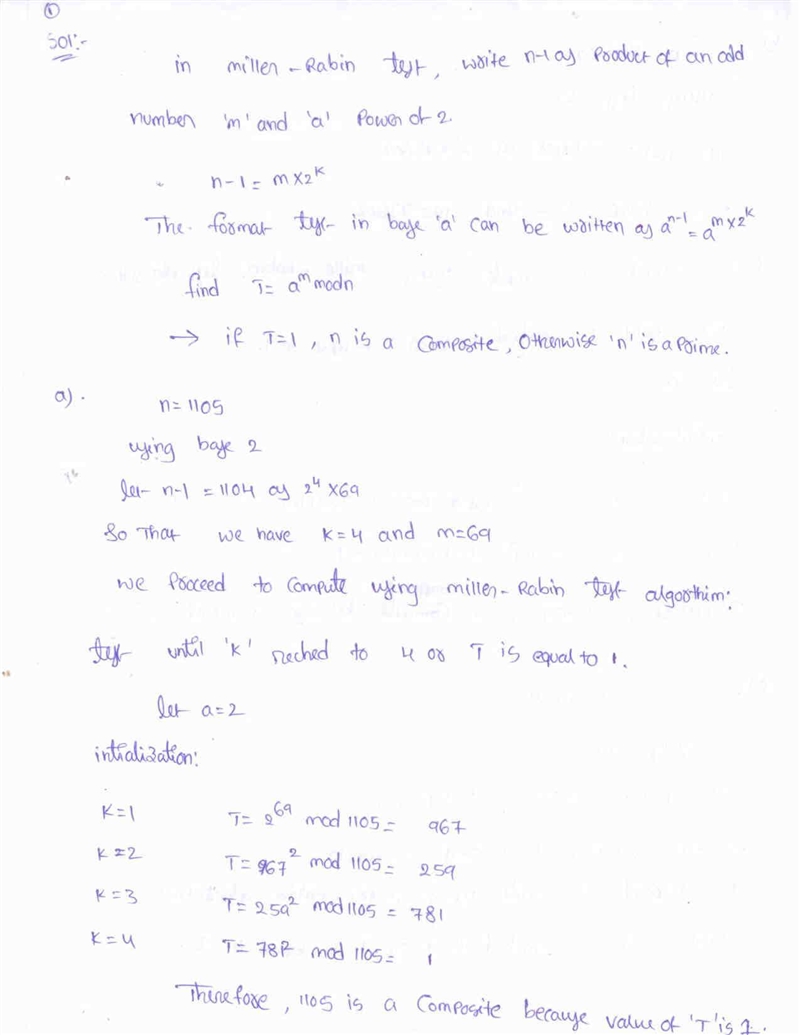 Use the Miller–Rabin test on each of the following numbers. In each case, either provide-example-1