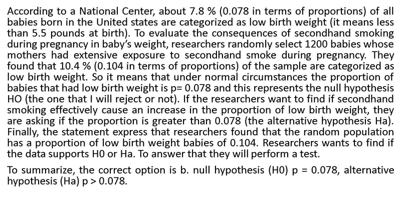 Does secondhand smoke increase the risk of a low weight birth? A baby is "low-example-1