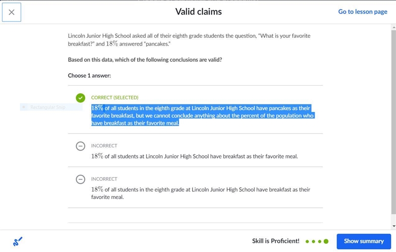 Lincoln Junior High School asked all of their eighth grade students the question, “What-example-1