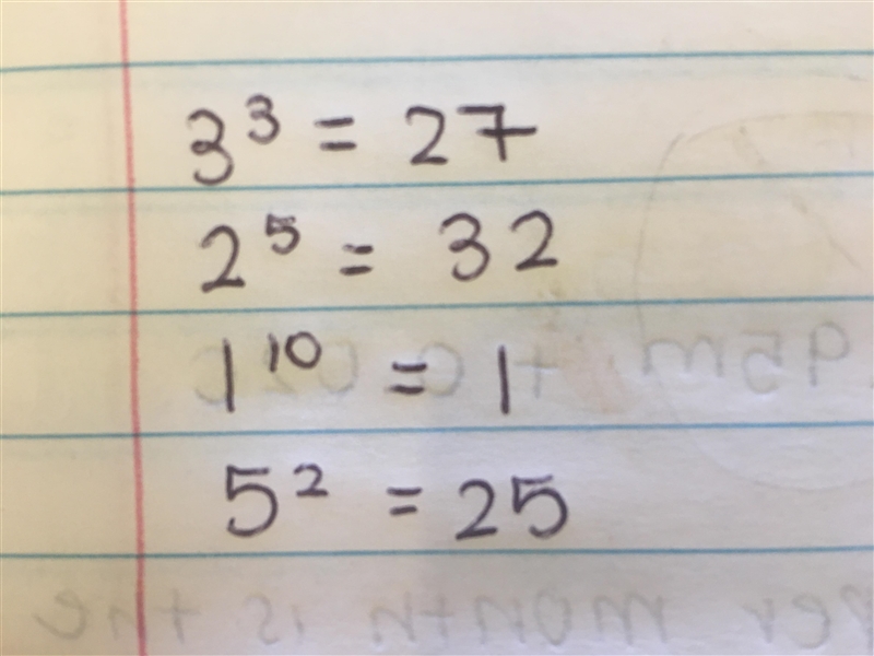 Which of the following expressions has the greatest value? 3^3 2^5 1^10 5^2-example-1