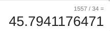 What is 1,557 divided by 34-example-1