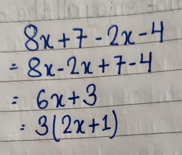 Simplify 8X +7 - 2X -4-example-1