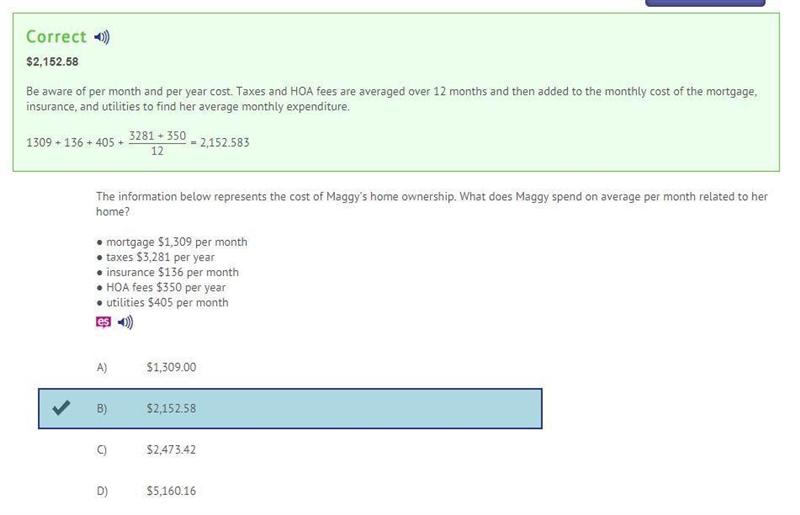 The information below represents the costs of Maggy’s home ownership. what does Maggy-example-1