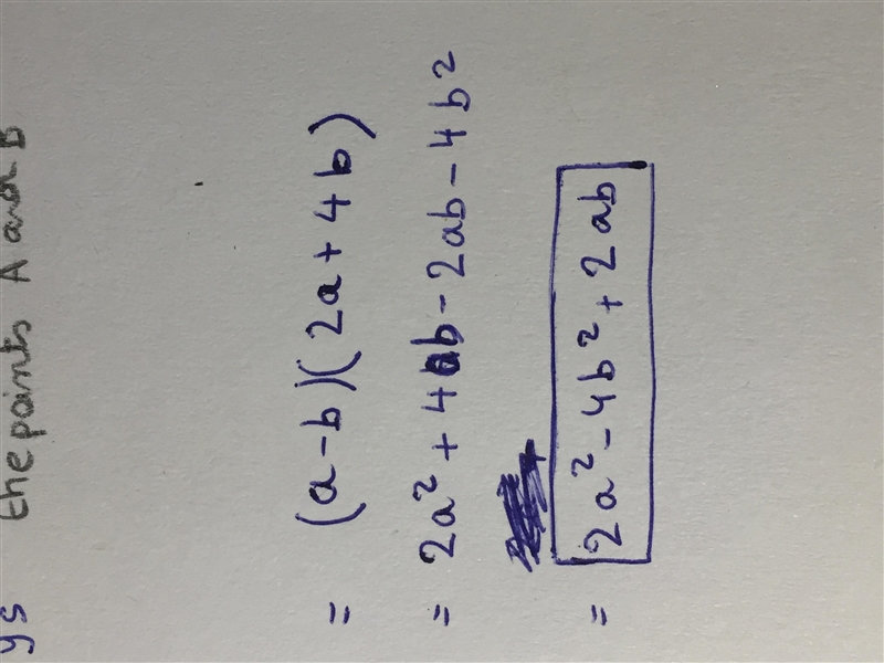 Find the product. (a - b)(2a + 4b)-example-1