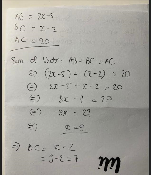 If AB = 2x – 5, BC = x – 2, and AC = 20, find AB. please help me out yall-example-1