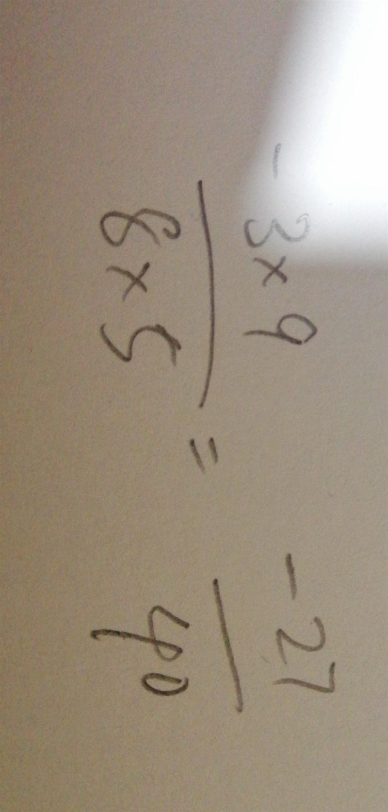 Simplify by dividing negative three over eight divided by five over nine.. negative-example-1