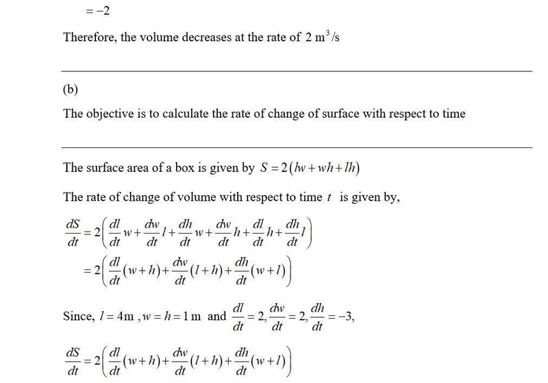 The length ℓ, width w, and height h of a box change with time. At a certain instant-example-3