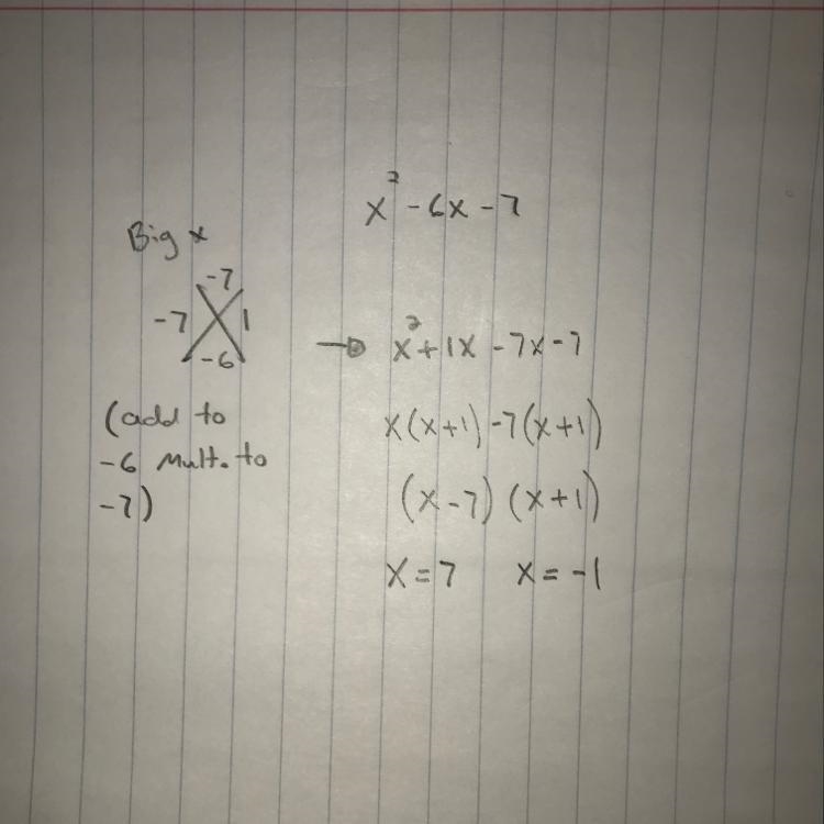 X^2- 6x - 7 = 0 can someone help me solve this by completing the square-example-1