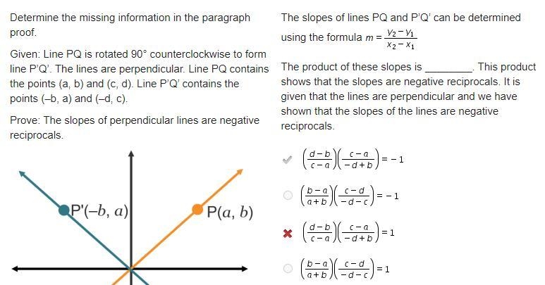 Determine the missing information in the paragraph proof. Given: Line PQ is rotated-example-1