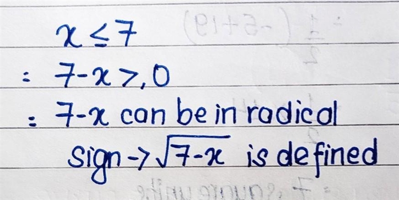 if the domain of the square root function f(x) is X greater than or equal to seven-example-1