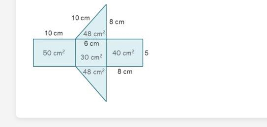 Amit found and labeled the areas of each of the faces of the triangle prism as shown-example-1