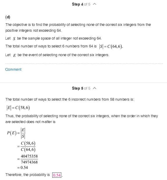 Find the probability of selecting none of the correct six integers in a lottery, where-example-3