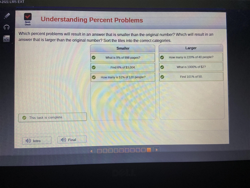 Which percent problems will result in an answer that is smaller than the original-example-1