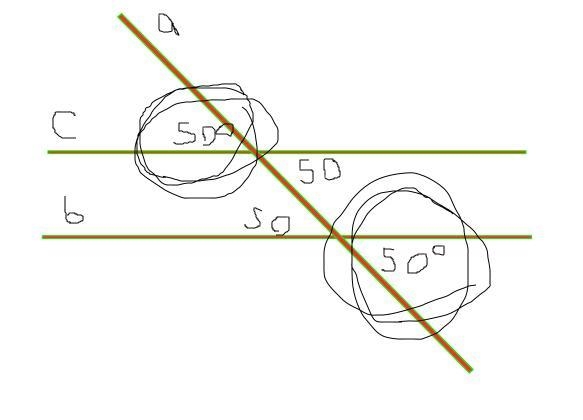 Horizontal and parallel lines b and c are cut by transversal a. At the intersection-example-1