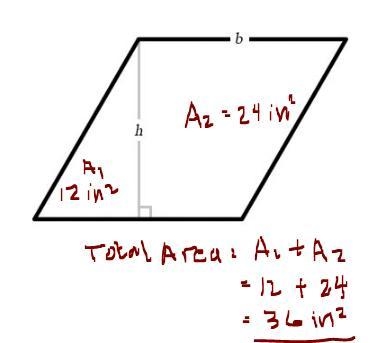 2. Ken combined a triangle and a trapezoid to make a parallelogram. If the area of-example-1