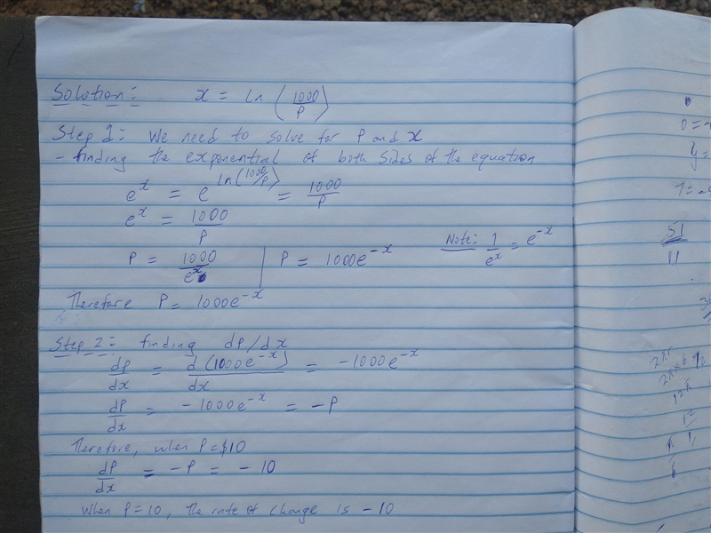 Demand Solve the demand function in Exercise 74 for p. Use the result to find dp/dx-example-1