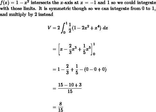 Find the volume of the following solid S. The base of S is the region enclosed by-example-2