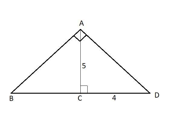 Suppose in the triangle ABC below, AC is 5, and CD is 4. Find as many values as you-example-1