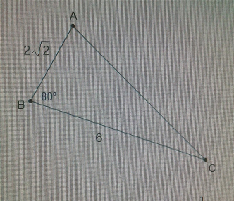 Triangle A B C is shown. The length of B C is 6 and the length of A B is 2 StartRoot-example-1