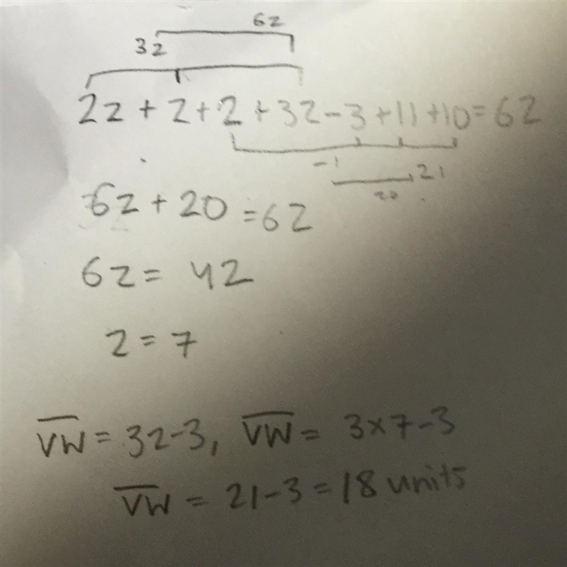 The perimeter of the pentagon below is 62 units. Find the length of side VW. Write-example-1